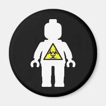White Minifig with Radioation Logo Magnets