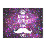 White Moustache With Purple And Pink Sparkle Custom Announcement