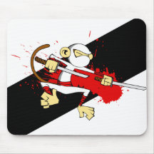 White Ninja Monkey Mouse Pads