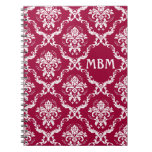 White on Red Damask Pattern Notebooks