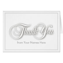 White on White Blank Thank You Note Card