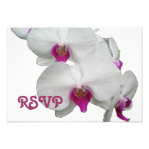 White Orchid RSVP Card Personalized Invites