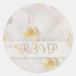 White orchid RSVP stylish wedding Stickers