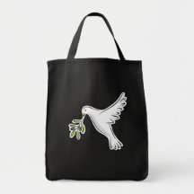 White peace dove tote bag