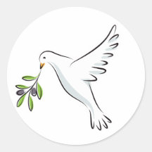White peace dove with olive branch sticker