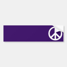 White Peace Symbol on Dark Purple Bumper Stickers