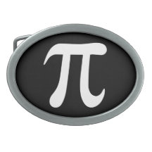 White pi symbol on black background belt buckles