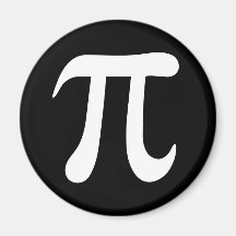White pi symbol on black background refrigerator magnet
