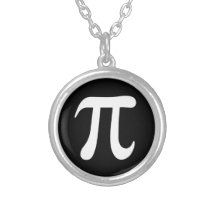 White pi symbol on black background pendant