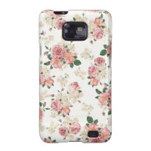 White & Pink Vintage Floral Samsung Galaxy Case
