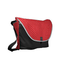 White polka dot on red background commuter bags