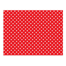 White polka dot on red background post cards