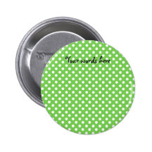 White polka dots on light green background button