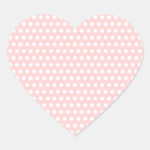White Polka Dots on Pale Pink Heart Stickers