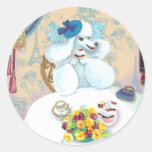 White Poodle Cupcake Tea Party Round Stickers