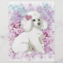 White Poodle in the Lilacs Art and Gifts Personalised Flyer