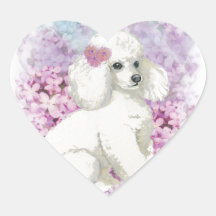 White Poodle in the Lilacs Art and Gifts Sticker