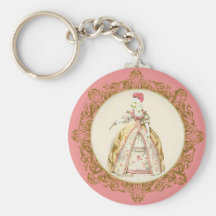 White Poodle Marie Antoinette Ornate Art Key Chain