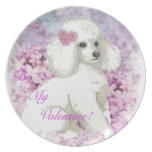 White Poodle n Lilacs Valentine Plate