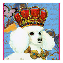 White Poodle Princess & Butterflies Invites
