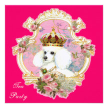 White Poodle Princess Custom Invitations