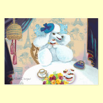 White Poodle Tea Party Cupcake Business Cards business cards