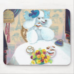 White Poodle Tea Party Mousepad