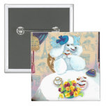 White Poodle Tea Party Pinback Buttons