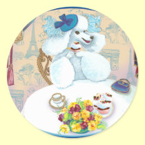 White Poodle Tea Party stickers