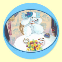 White Poodle Tea Party stickers