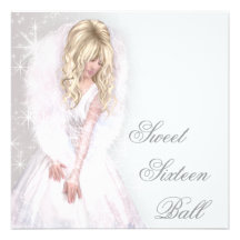 White Princess Sweet Sixteen Birthday Party Personalized Announcement