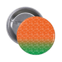 White pumpkin pattern on orange green fade buttons