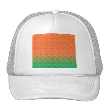 White pumpkin pattern on orange green fade hat