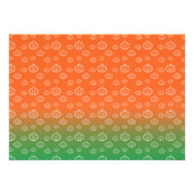 White pumpkin pattern on orange green fade custom invites