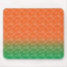 White pumpkin pattern on orange green fade mouse pad