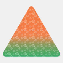White pumpkin pattern on orange green fade triangle sticker