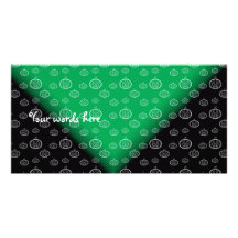 White pumpkins on green black fade picture card