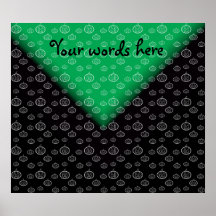 White pumpkins on green black fade print