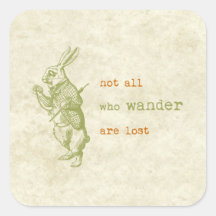 White Rabbit, Alice in Wonderland Square Stickers