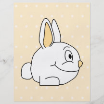 White Rabbit, on beige polka dot patten. Flyer Design