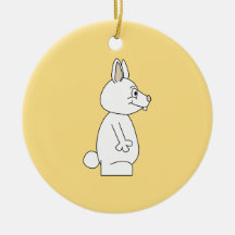 White Rabbit on Yellow Background. Christmas Tree Ornament