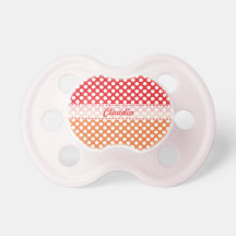 White, Red and Orange Polka Dot Pacifier