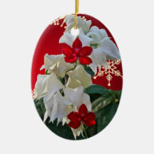 White & Red Fuschia Christmas Ornament