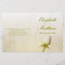 White rose bud wedding programme full color flyer