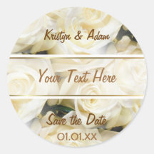 White Rose Elegance Round Sticker