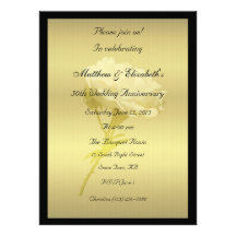 White Rose in Golden Hues Anniversary Invites