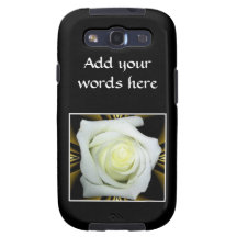 White Rose on Black and Gold Background