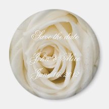 White rose save the date magnet