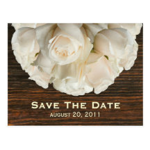 White Roses & Barnwood Save The Date Postcard