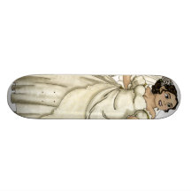 White Roses Bride Custom Skateboard